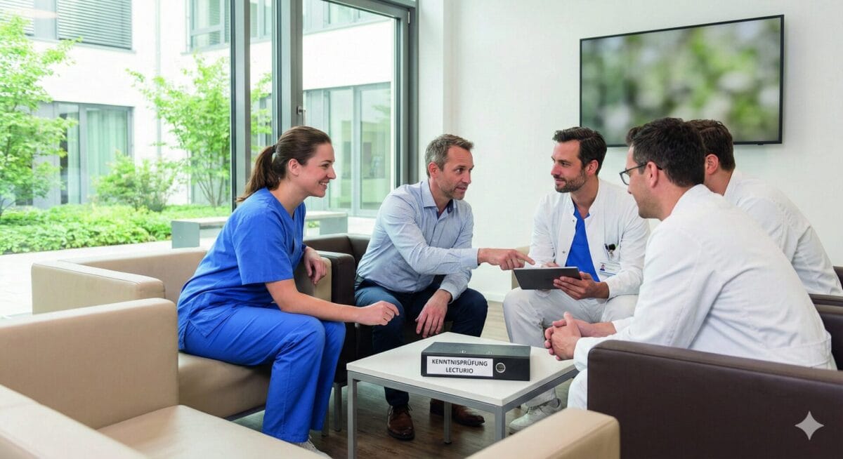 Besprechung im Krankenhaus über die Kenntnisprüfung mit Lecturio