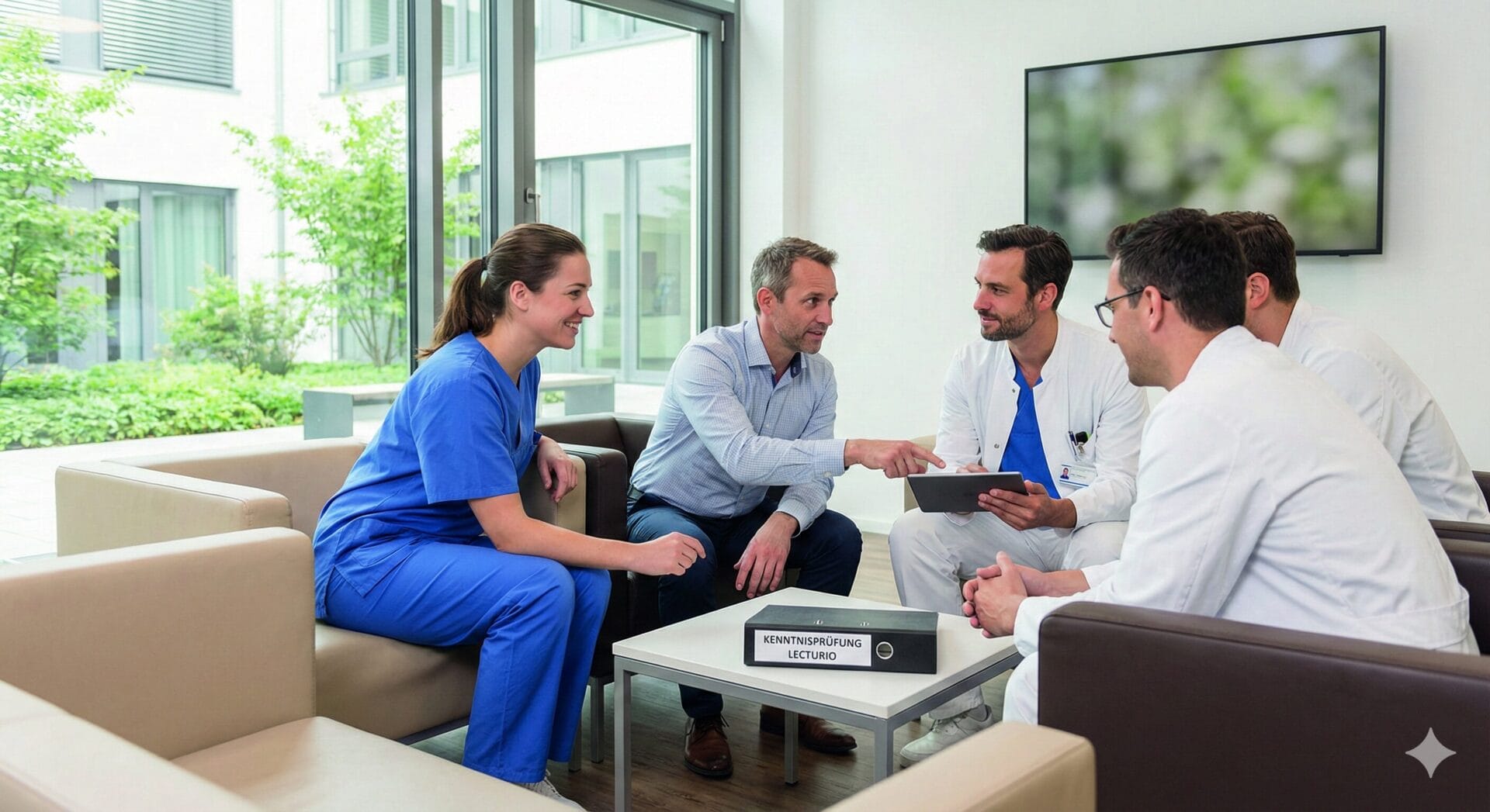 Besprechung im Krankenhaus über die Kenntnisprüfung mit Lecturio